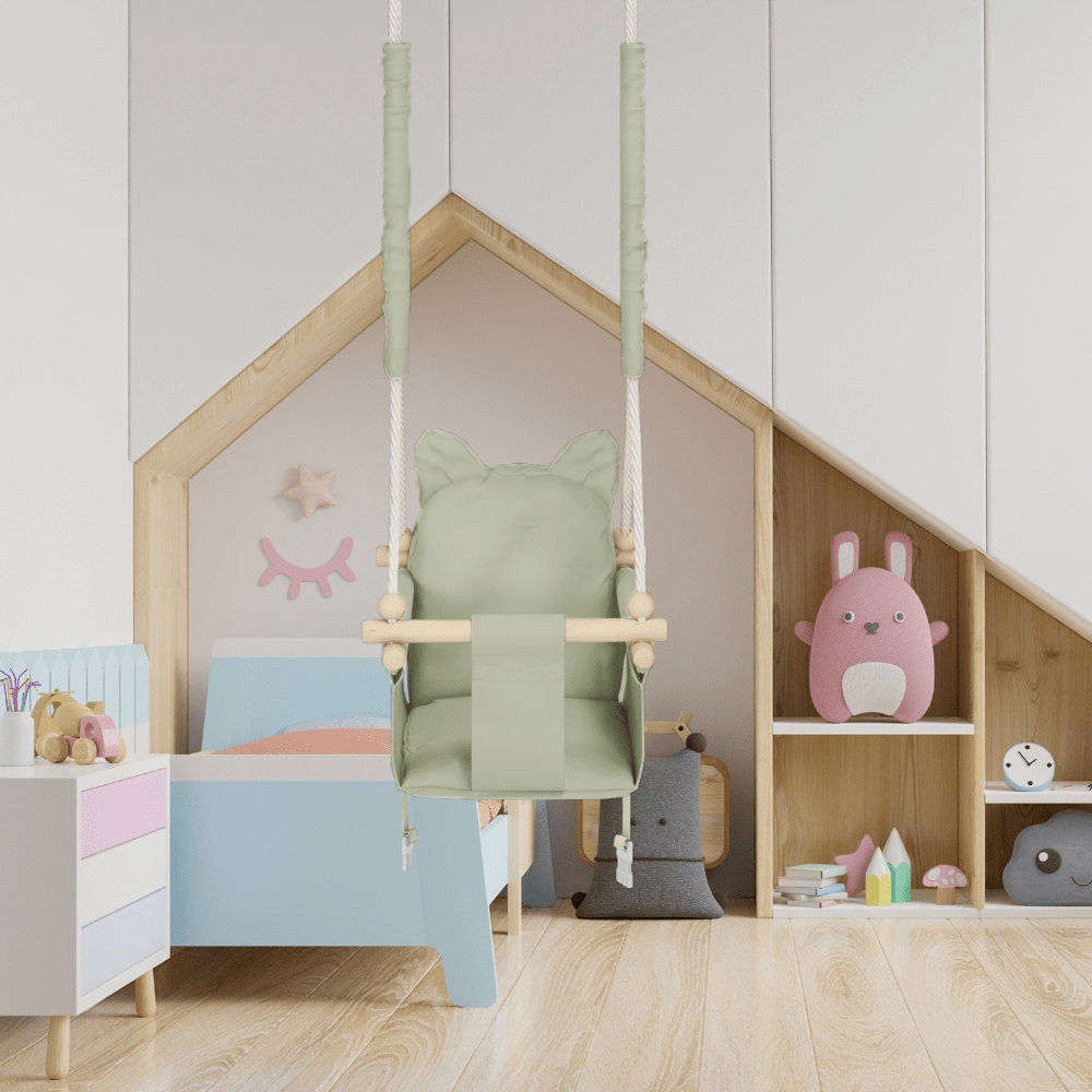 Babyswing i trä – inomhusgunga Grön - Lilla Nord