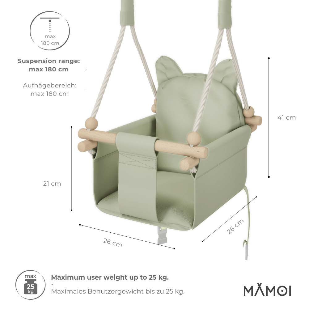 Babyswing i trä – inomhusgunga Grön - Lilla Nord