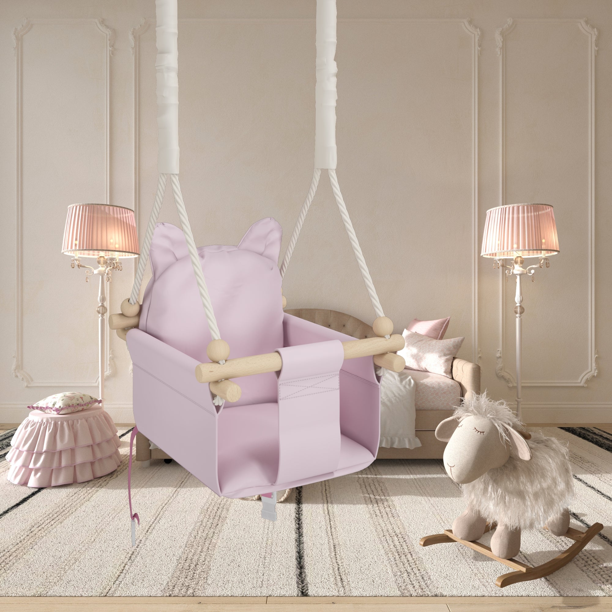 Babyswing i trä – inomhusgunga Rosa - Lilla Nord