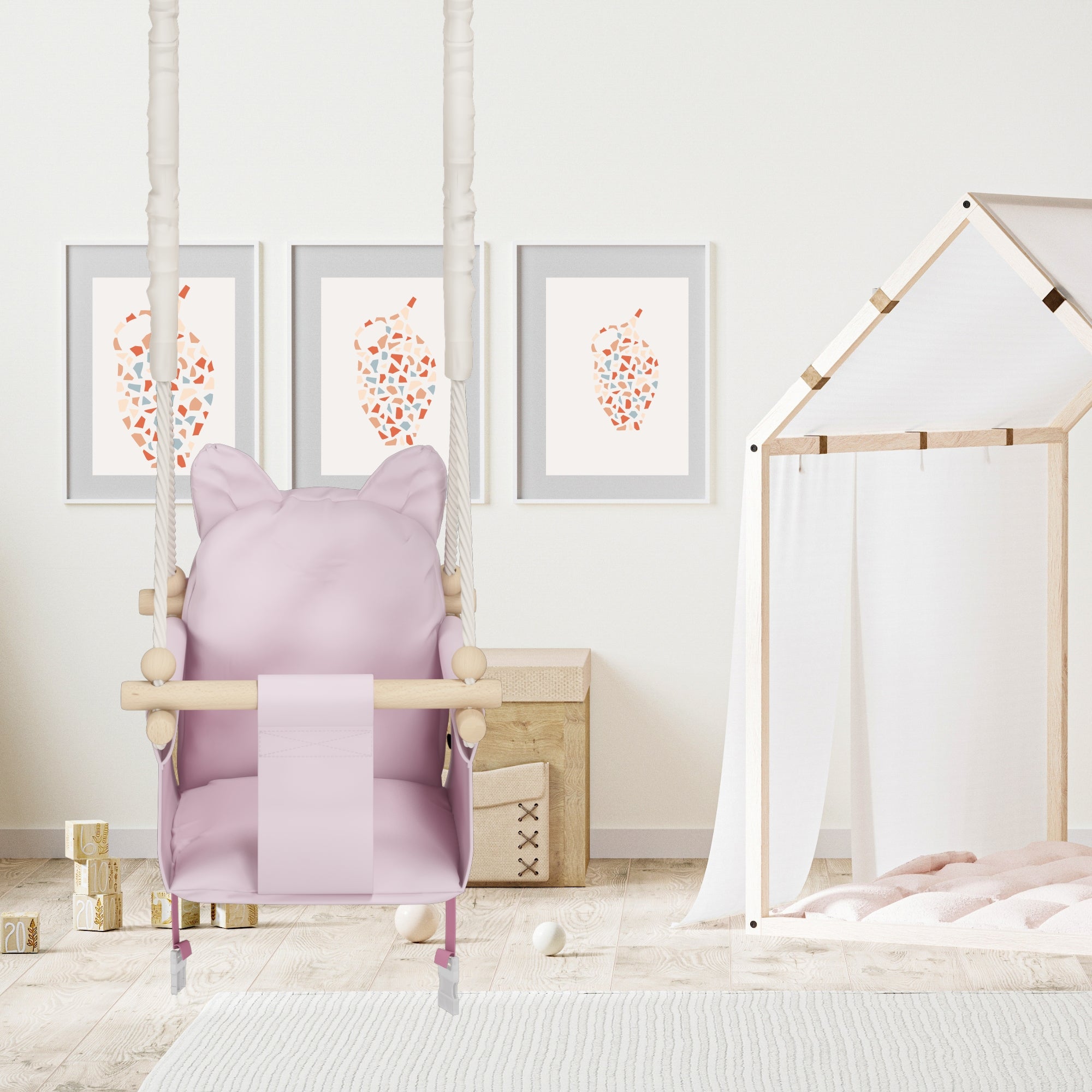 Babyswing i trä – inomhusgunga Rosa - Lilla Nord