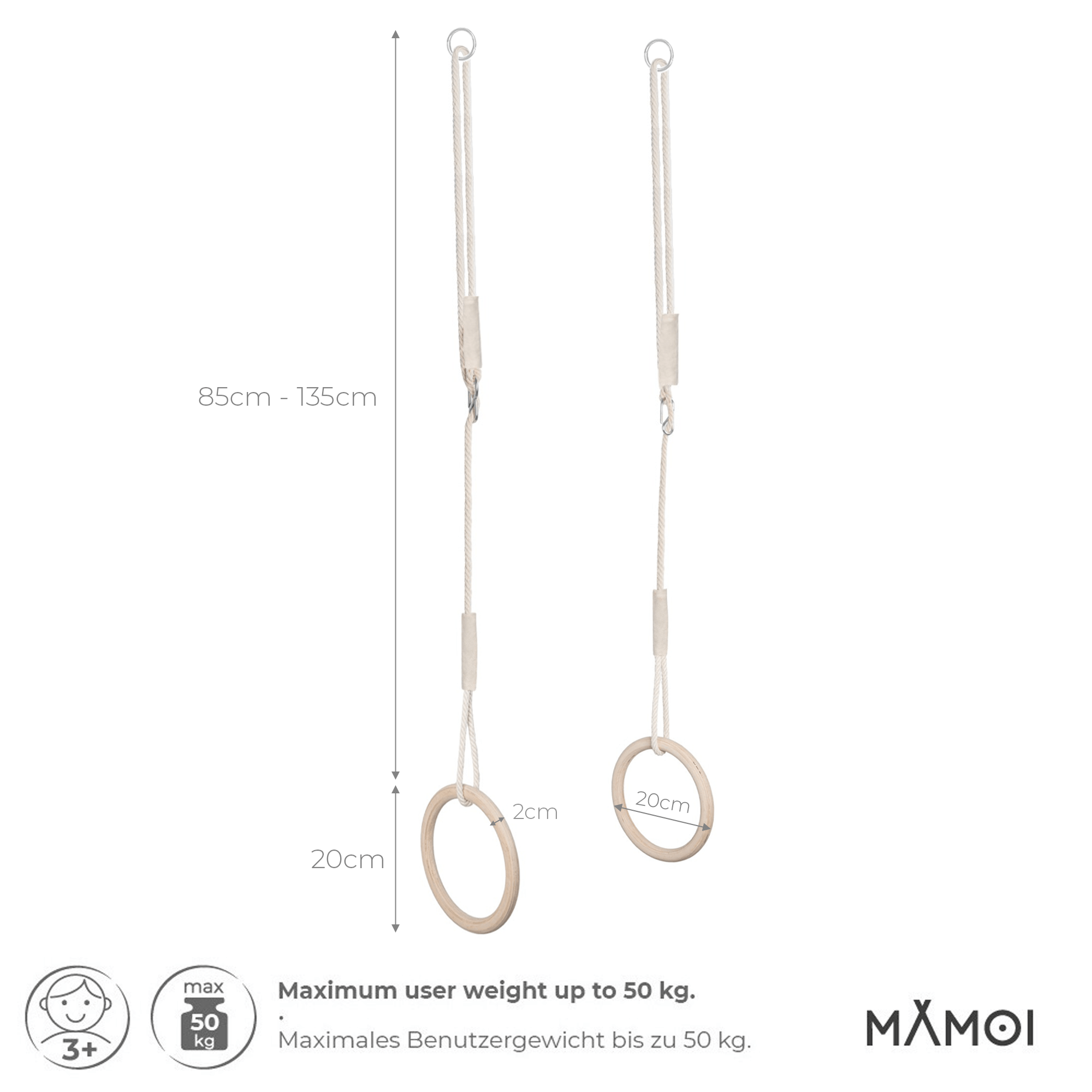 Gymnastikringar i trä för barn - Lilla Nord