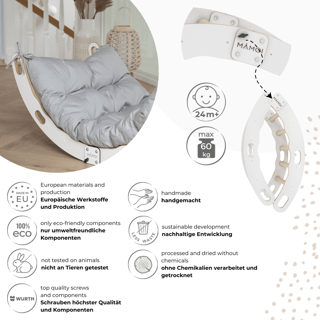 Klätterbåge 2 - i - 1 – Montessori klätterställning & gungbräda i trä (från 2 år) - Lilla Nord