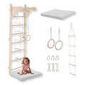 ribbstol för barn 210 cm – klättervägg i trä med ringar, repstege och skyddsmatta (100% ECO) - Lilla Nord