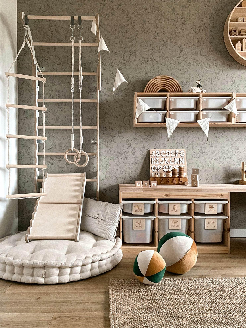 Ribbstol för barn med ringar & repstege - Lilla Nord